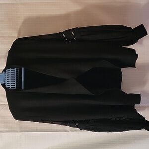 Siani Milano Black Draped Open Front Cardigan, Size S